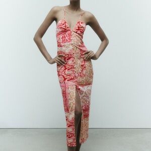 ZARA Patchwork Print Midi Dress